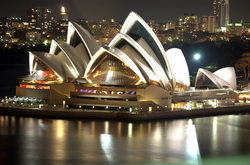 View of sydney opera house at night